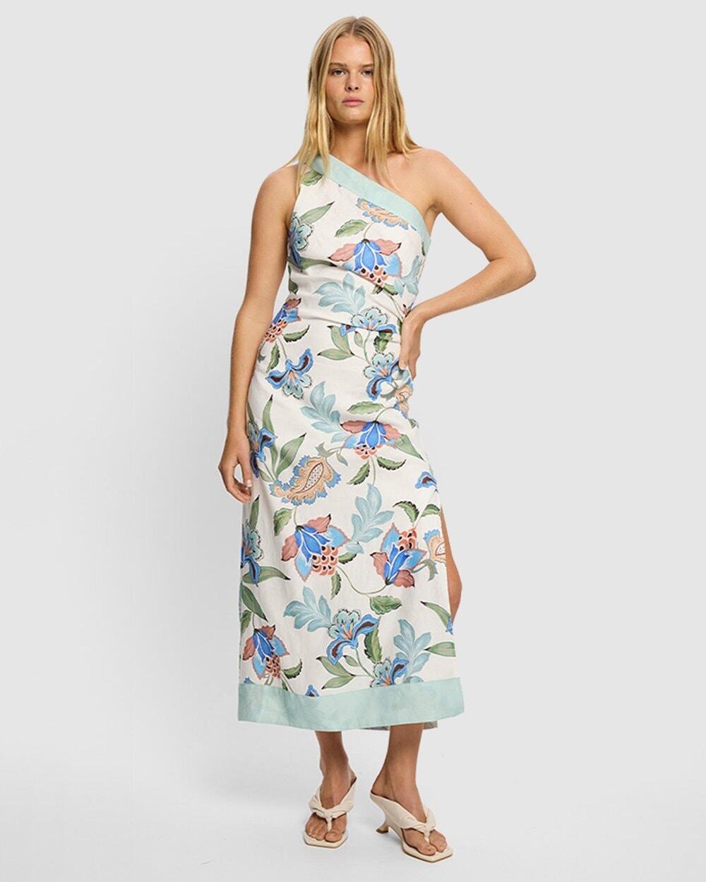 Tuckernuck Kivari Azure One-Shoulder Midi Dress Size US 4 NEW